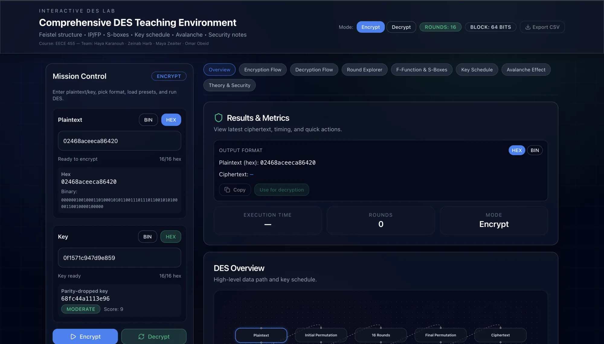 DES encryption tool web app — project by Omar Obeid